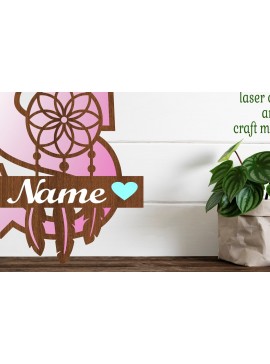 Σετ των 2 Intra απο ξύλο plywood  Χρώμα wenge 3mm-4mm πάχος - Ονειροπαγίδα Monogram Letter S Cut Δίασταση 20x20 cm INTRAFABR-109679383