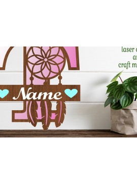 Σετ των 2 Intra απο ξύλο plywood  Χρώμα wenge 3mm-4mm πάχος - Ονειροπαγίδα Monogram Letter T Cut Δίασταση 20x20 cm INTRAFABR-109679405