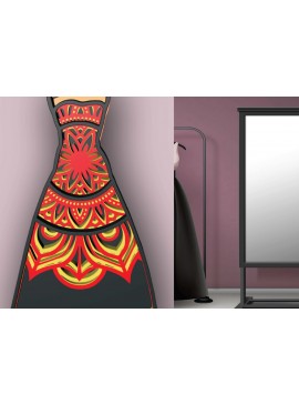 Intra απο ξύλο plywood  Χρώμα wenge 3mm-4mm πάχος - Φόρεμα, 5 στρώσεις, 3d Mandala Δίασταση 30x30 cm INTRAFABR-110186407