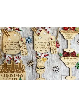 Σετ των 2 Intra απο ξύλο plywood  Χρώμα wenge 3mm-4mm πάχος - Πακέτο Drink Ornament Laser Δίασταση 6x6 cm INTRAFABR-110186192