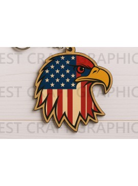 Σετ των 2 Intra απο ξύλο plywood  Χρώμα wenge 3mm-4mm πάχος - Eagle Flag Head Keychain Δίασταση 4x4 cm INTRAFABR-109998514