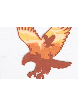 Intra απο ξύλο plywood  Χρώμα wenge 3mm-4mm πάχος - Eagle Layered Desert Scene Δίασταση 30x20 cm INTRAFABR-85007195