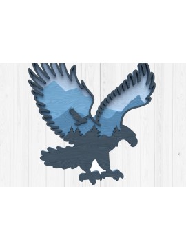 Intra απο ξύλο plywood  Χρώμα wenge 3mm-4mm πάχος - Eagle Soaring Mountain Layered Art Δίασταση 30x20 cm INTRAFABR-48113739