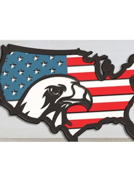 Σετ των 2 Intra απο ξύλο plywood  Χρώμα wenge 3mm-4mm πάχος - Eagle USA Χάρτης American Flag Δίασταση 20x20 cm INTRAFABR-50098272