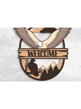 Intra απο ξύλο plywood  Χρώμα wenge 3mm-4mm πάχος - Eagle Welcome Sign - Δίασταση 30x20 cm INTRAFABR-110840932