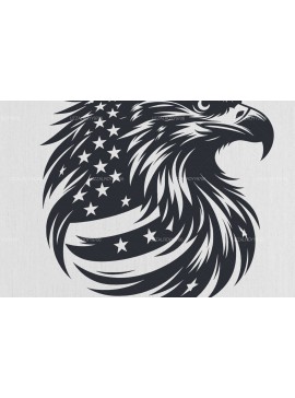 Intra απο ξύλο plywood  Χρώμα wenge 3mm-4mm πάχος - Μπλουζάκι αετός με αμερικανική σημαία Δίασταση 40x50 cm INTRAFABR-110984041