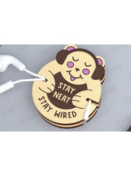 Σετ των 2 Intra απο ξύλο plywood  Χρώμα wenge 3mm-4mm πάχος - Ακουστικό Cord Organizer | CNC Δίασταση 20x20 cm INTRAFABR-91078578