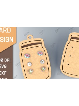 Σετ των 3 Intra απο ξύλο plywood  Χρώμα wenge 3mm-4mm πάχος - Κάρτα σκουλαρίκι . 3D Layared Card Laser Δίασταση 3x3 cm INTRAFABR-43374364