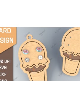 Σετ των 3 Intra απο ξύλο plywood  Χρώμα wenge 3mm-4mm πάχος - Κάρτα σκουλαρίκι . Παγωτό Δίασταση 3x3 cm INTRAFABR-83464580