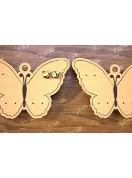 Σετ των 3 Intra απο ξύλο plywood  Χρώμα wenge 3mm-4mm πάχος - Εμφάνιση σκουλαρικιών | Σε σχήμα πεταλούδας | CNC Δίασταση 3x3 cm INTRAFABR-80759909