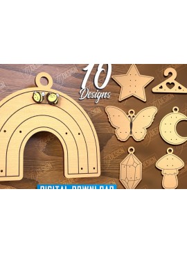 Σετ των 3 Intra απο ξύλο plywood  Χρώμα wenge 3mm-4mm πάχος - Δέσμη κοπής λέιζερ κάρτας οθόνης σκουλαρικιών Δίασταση 3x3 cm INTRAFABR-81431139