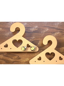 Σετ των 3 Intra απο ξύλο plywood  Χρώμα wenge 3mm-4mm πάχος - Εμφάνιση σκουλαρικιών | Οθόνη σε σχήμα κρεμάστρας Δίασταση 3x3 cm INTRAFABR-105619749