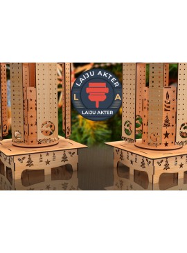 Σετ των 3 Intra απο ξύλο plywood  Χρώμα wenge 3mm-4mm πάχος - Βάση κοσμημάτων με σκουλαρίκι Δίασταση 3x3 cm INTRAFABR-105705902