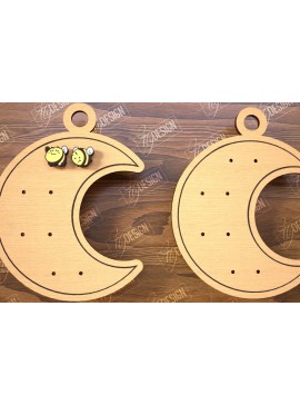 Σετ των 3 Intra απο ξύλο plywood  Χρώμα wenge 3mm-4mm πάχος - Εμφάνιση σκουλαρικιών | Οθόνη σε σχήμα Σελήνης Δίασταση 3x3 cm INTRAFABR-124640629