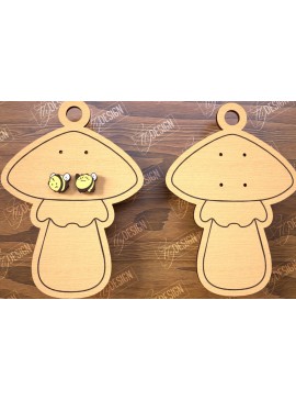 Σετ των 3 Intra απο ξύλο plywood  Χρώμα wenge 3mm-4mm πάχος - Οθόνη σκουλαρικιών |Οθόνη σε σχήμα μανιταριού Δίασταση 3x3 cm INTRAFABR-81433040