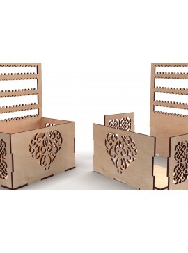 Σετ των 3 Intra απο ξύλο plywood  Χρώμα wenge 3mm-4mm πάχος - Στάση οθόνης σκουλαρικιών Δίασταση 3x3 cm INTRAFABR-105557701