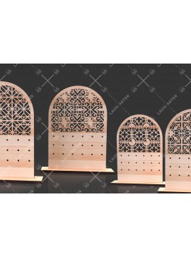 Σετ των 3 Intra απο ξύλο plywood  Χρώμα wenge 3mm-4mm πάχος - Σετ Σκουλαρίκια 02 Δίασταση 3x3 cm INTRAFABR-77247666