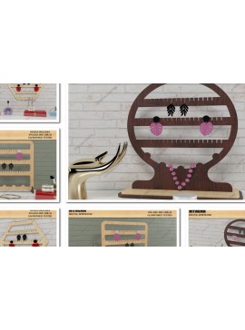 Σετ των 3 Intra απο ξύλο plywood  Χρώμα wenge 3mm-4mm πάχος - Σκουλαρίκια κοσμήματα με βάση στήριξης Δίασταση 3x3 cm INTRAFABR-105619724