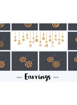 Σετ των 3 Intra απο ξύλο plywood  Χρώμα wenge 3mm-4mm πάχος - Σετ κοσμημάτων σκουλαρίκια DXF CDR File 178 Δίασταση 3x3 cm INTRAFABR-105619730