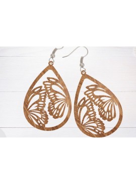 Σετ των 3 Intra απο ξύλο plywood  Χρώμα wenge 3mm-4mm πάχος - Σκουλαρίκι File, Σκουλαρίκι Δίασταση 3x3 cm INTRAFABR-46523605