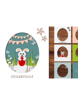 Intra απο ξύλο plywood  Χρώμα wenge 3mm-4mm πάχος - Πασχαλινό 3D Shadow Box Δίασταση 25x25 cm INTRAFABR-119764546