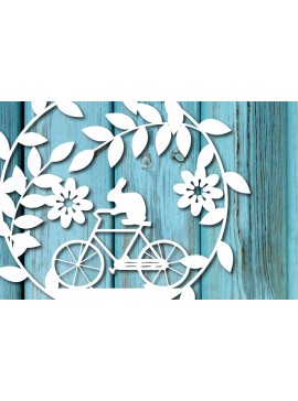 Σετ των 2 Intra απο ξύλο plywood  Χρώμα wenge 3mm-4mm πάχος - Paper Bunny Ride Paper Cut Decor Δίασταση 15x15 cm INTRAFABR-120985825