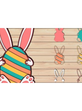 Σετ των 2 Intra απο ξύλο plywood  Χρώμα wenge 3mm-4mm πάχος - Πασχαλινό αυγό 3D Χαρτί κοπής Πολυστρωματικό Δίασταση 15x15 cm INTRAFABR-103520021