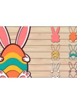 Σετ των 2 Intra απο ξύλο plywood  Χρώμα wenge 3mm-4mm πάχος - Πασχαλινό αυγό 3D Χαρτί κοπής Πολυστρωματικό Δίασταση 15x15 cm INTRAFABR-106765159