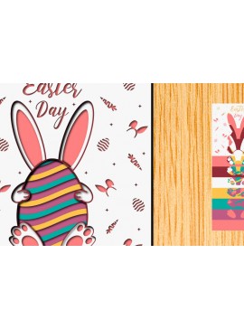 Σετ των 2 Intra απο ξύλο plywood  Χρώμα wenge 3mm-4mm πάχος - Πασχαλινό αυγό 3D Χαρτί κοπής Πολυστρωματικό Δίασταση 15x15 cm INTRAFABR-124976701