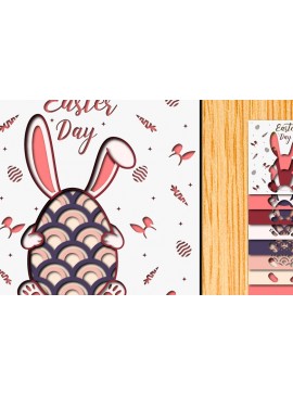 Σετ των 2 Intra απο ξύλο plywood  Χρώμα wenge 3mm-4mm πάχος - Πασχαλινό αυγό 3D Χαρτί κοπής Πολυστρωματικό Δίασταση 15x15 cm INTRAFABR-102822959