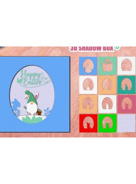 Intra απο ξύλο plywood  Χρώμα wenge 3mm-4mm πάχος - Πασχαλινό Gnome 3D Shadow Box Δίασταση 25x25 cm INTRAFABR-69205091