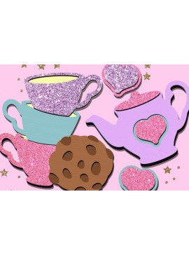 Σετ των 2 Intra απο ξύλο plywood  Χρώμα wenge 3mm-4mm πάχος - Elements 3D Tea Party Δίασταση 20x20 cm INTRAFABR-95042272