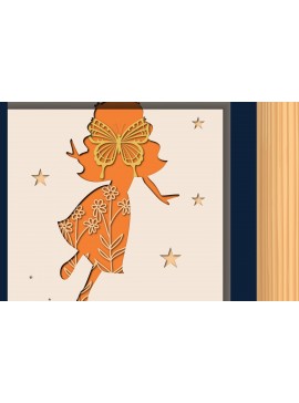 Intra απο ξύλο plywood  Χρώμα wenge 3mm-4mm πάχος - Fairy Butterfly Wild Floral Shadow Box Δίασταση 25x25 cm INTRAFABR-123482551