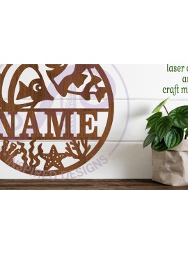 Intra απο ξύλο plywood  Χρώμα wenge 3mm-4mm πάχος - Πρότυπο κοπής με λέιζερ Sign Name Fish Δίασταση 30x20 cm INTRAFABR-105556856