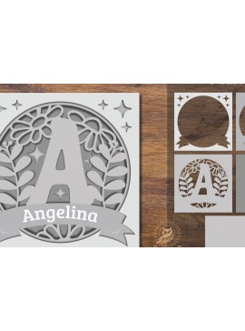 Intra απο ξύλο plywood  Χρώμα wenge 3mm-4mm πάχος - Floral Alphabet Shadow Box - Γράμμα α Δίασταση 25x25 cm INTRAFABR-123036432