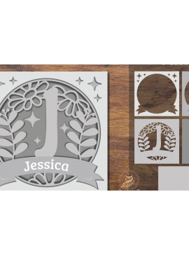 Intra απο ξύλο plywood  Χρώμα wenge 3mm-4mm πάχος - Floral Alphabet Shadow Box - Letter J Δίασταση 25x25 cm INTRAFABR-88072667