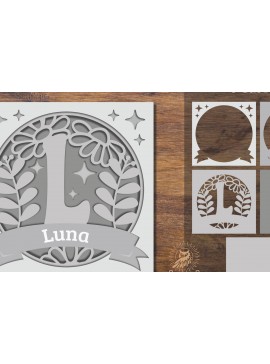 Intra απο ξύλο plywood  Χρώμα wenge 3mm-4mm πάχος - Floral Alphabet Shadow Box - Letter L Δίασταση 25x25 cm INTRAFABR-88072743
