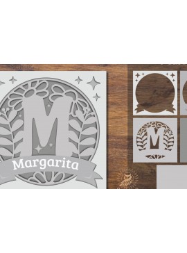Intra απο ξύλο plywood  Χρώμα wenge 3mm-4mm πάχος - Floral Alphabet Shadow Box - Letter M Δίασταση 25x25 cm INTRAFABR-88072776