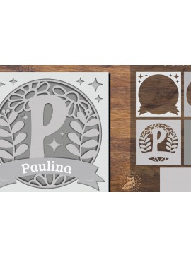 Intra απο ξύλο plywood  Χρώμα wenge 3mm-4mm πάχος - Floral Alphabet Shadow Box - Letter P Δίασταση 25x25 cm INTRAFABR-88072901