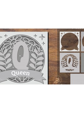 Intra απο ξύλο plywood  Χρώμα wenge 3mm-4mm πάχος - Floral Alphabet Shadow Box - Letter Q Δίασταση 25x25 cm INTRAFABR-88072940