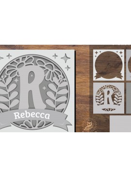 Intra απο ξύλο plywood  Χρώμα wenge 3mm-4mm πάχος - Floral Alphabet Shadow Box - Letter R Δίασταση 25x25 cm INTRAFABR-88072971