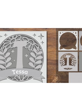 Intra απο ξύλο plywood  Χρώμα wenge 3mm-4mm πάχος - Floral Alphabet Shadow Box - Letter T Δίασταση 25x25 cm INTRAFABR-88150539