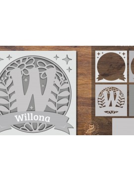 Intra απο ξύλο plywood  Χρώμα wenge 3mm-4mm πάχος - Floral Alphabet Shadow Box - Γράμμα W Δίασταση 25x25 cm INTRAFABR-88150826