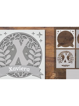 Intra απο ξύλο plywood  Χρώμα wenge 3mm-4mm πάχος - Floral Alphabet Shadow Box - Γράμμα X Δίασταση 25x25 cm INTRAFABR-88150944
