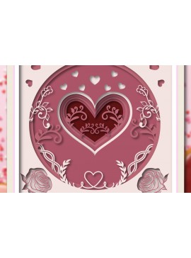 Intra απο ξύλο plywood  Χρώμα wenge 3mm-4mm πάχος - Floral Heart Multilayer Shadow Box Δίασταση 25x25 cm INTRAFABR-121996044