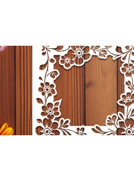 Intra απο ξύλο plywood  Χρώμα wenge 3mm-4mm πάχος - Floral Κορνίζα Paper-Cut Δίασταση 20x25 cm INTRAFABR-103064099