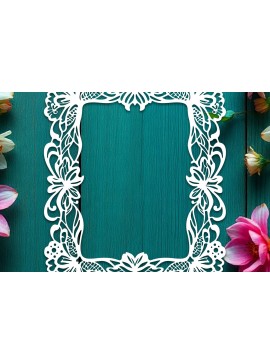 Intra απο ξύλο plywood  Χρώμα wenge 3mm-4mm πάχος - Floral Κορνίζα Paper-Cut Δίασταση 20x25 cm INTRAFABR-113500935