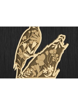 Intra απο ξύλο plywood  Χρώμα wenge 3mm-4mm πάχος - Floral Woodpecker Layered Design Δίασταση 30x20 cm INTRAFABR-79228481