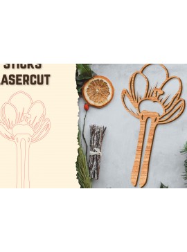 Intra απο ξύλο plywood  Χρώμα wenge 3mm-4mm πάχος - Στικς μαλλιών Floral κούρεμα με λέιζερ Δίασταση 30x20 cm INTRAFABR-36750000