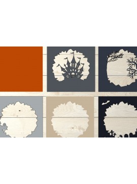 Intra απο ξύλο plywood  Χρώμα wenge 3mm-4mm πάχος - Halloween Cricut,Castle Papercutting Δίασταση 25x25 cm INTRAFABR-16118299